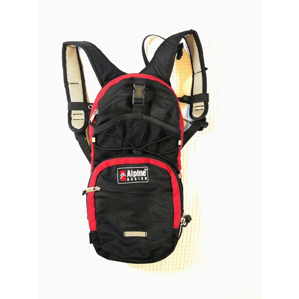 Alpine Design - Outdoor Products - Backpack Black Red Hiking - Camping - Skinny